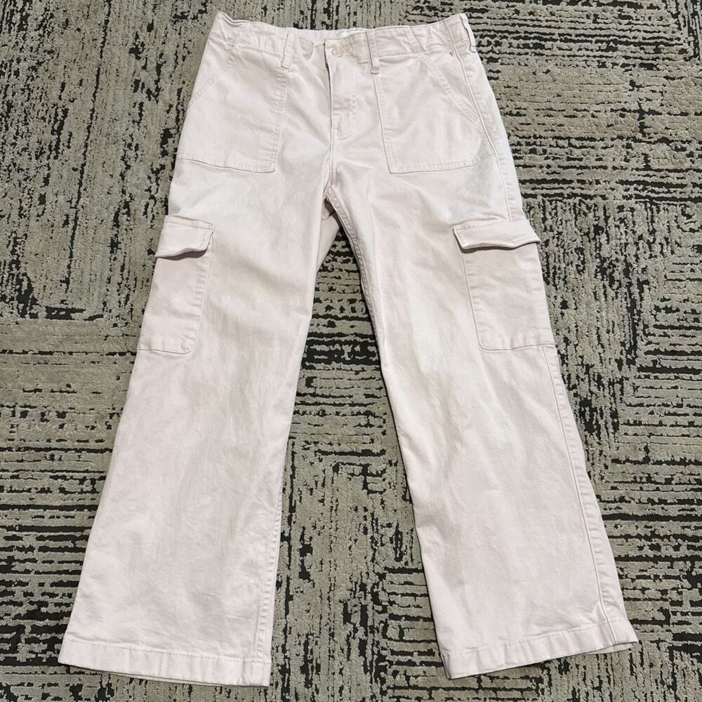 Abercrombie Kids Girls Pink Cargo Pants 17/18 Short Wide Leg Adjustable Waist